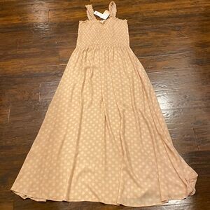 NWT Kiwi + Punch Nude Smocked Bodice with Rouching Tank Maxi Dress Size L